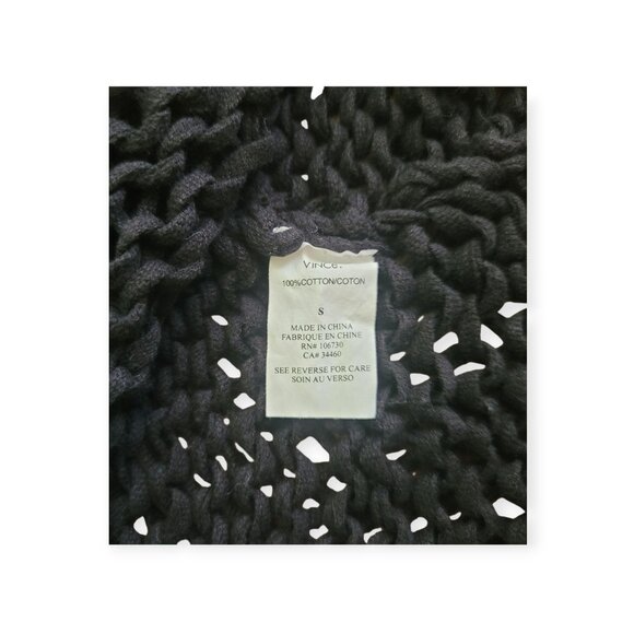 Vince Hand-Knit Loose-Weave Black Cotton Tank Top Size S - Picture 7 of 8